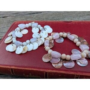 2 Vintage Shell & Quartz Bracelets